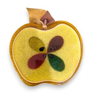 Vintage Lucite Yellow Apple Slice Trivet 1967 MCM Gamma Associates 8''